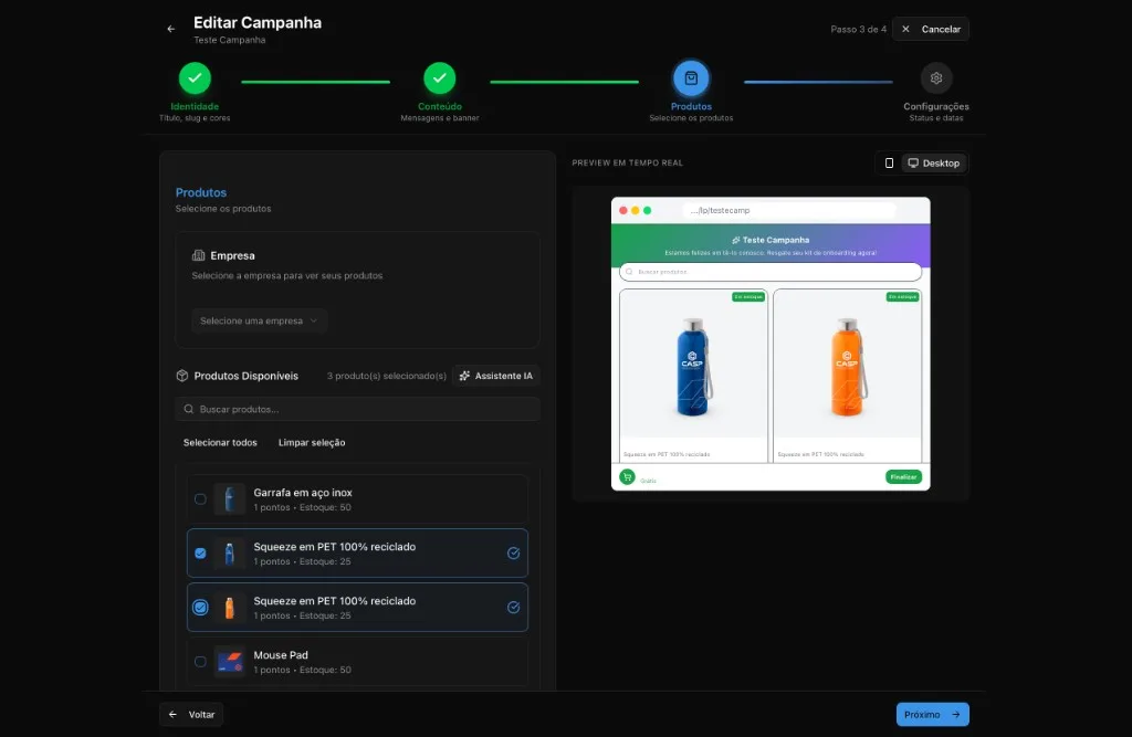 Campaign product selection