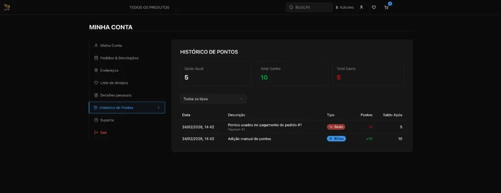 Employee wallet points history